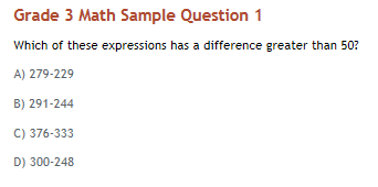 Grade 3 Math sample question
