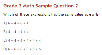 Grade 3 Math sample question