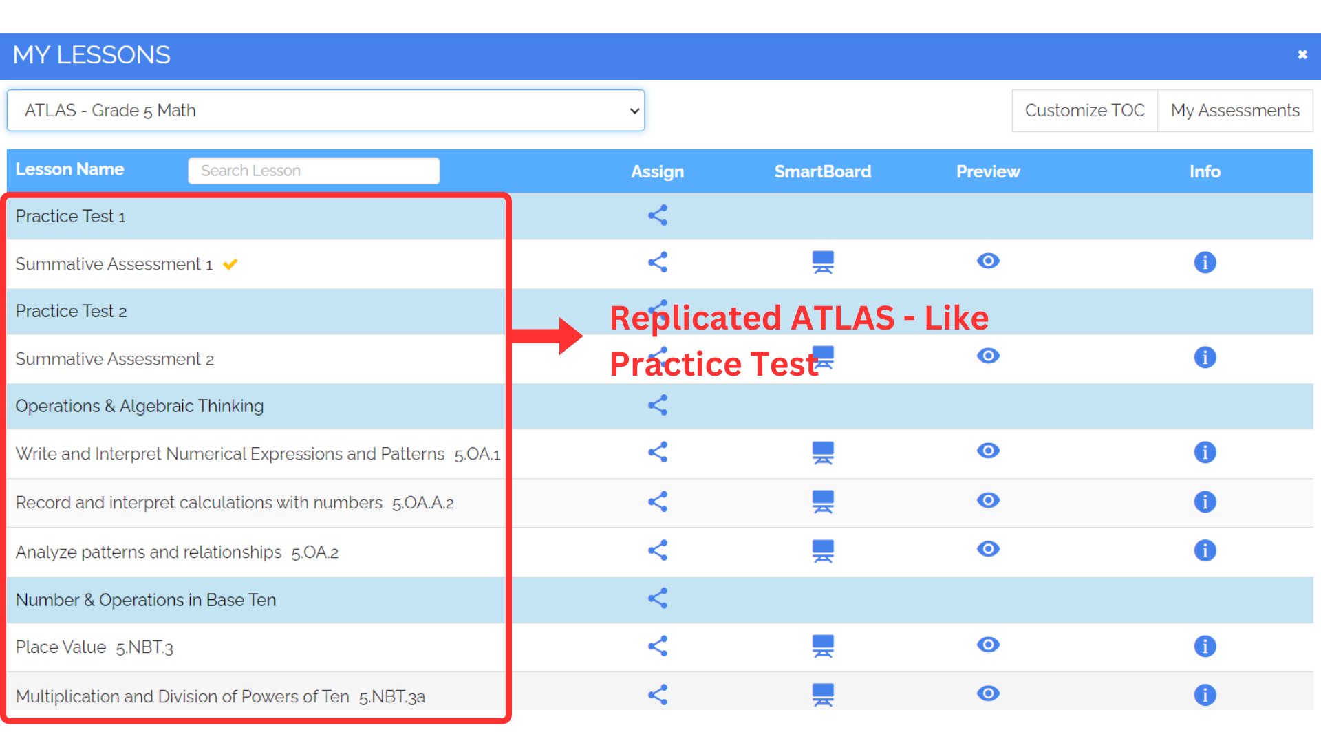 ATLAS-like Online Practice Tests